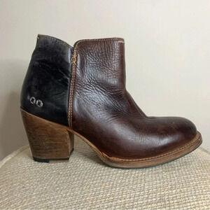 Bed Stu Yell Ankle  Boots Leather Stacked Heel Side Zip Booties Vibram 7